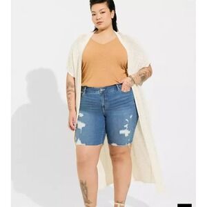 Torrid Duster Vest Sweater Sz 1/2 Cream Knit Crocheted Summer Feminine Plus Size